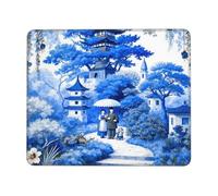 Traditional Oriental Garden Scene Chinoiserie Blue And White Toile Pattern Mousepad Antiscivolo Tappetino per Mouse Durevoli Mouse Pad per Gaming Casa Accessori Scrivania 25X30Cm