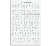Traditional Tai Chi 42 Form Poster - Complete Movement Chart for Beginners, Practice Reference & Zen Wall Art for Home or Studio(Framed,08x12inch(20x30cm))