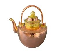 Traditional Tibetan Copper Kettle, Hand Hammered Pure Butter Tea Pot, Food Grade Boiling Water for Kitchen Use(Medium)