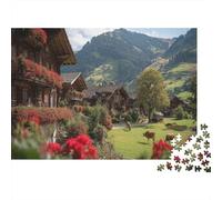 Tradizionale Baita Svizzera Puzzle 1000Pcs Mucche al pascolo pacificamente Decorazione Per La Casa. Rilassamento E Intelligence Per Adulti E Bambini Da 14 Anni 1000pcs (75x50cm)