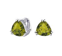 Tradizionale Classico Grande Dichiarazione 6CT Triangolo Trillion Taglio Simulazione Verde Oliva Peridoto AAA CZ Solitario Clip Su Orecchini A Perno Per Le Donne Placcato Argento Non Forato 12Mm