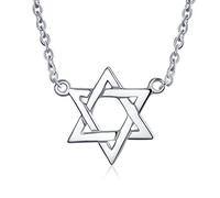 Tradizionale Collana Con Pendente Stella Di David Magen Judaica Per Donne E Ragazze Adolescenti Per La Festa Religiosa Tradizionale Dell'Hanukkah E La Bat Mitzvah. In Argento Sterling .925