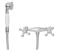 Tradizionale Croce Testa Miscelatore Doccia Montaggio Parete Ottone Cromato