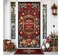 Tradizionale decorazione natalizia per porte 91 x 182 cm | Saluto tradizionale per le vacanze, striscione per portico, elegante filigrana dorata, ricco fogliame sempreverde