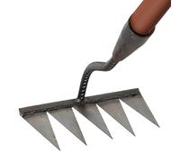 Tradizionale estrattore per erbacce da giardino, rastrello, da giardino in acciaio al carbonio, a sei punte, durevole, versatile, per scavare allentamenti e raccolti, ideale per agricoltura e