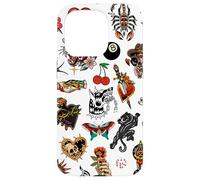 Tradizionale tatuaggio Old School Vintage Collage Mosaico Charm Custodia per iPhone 15 Pro
