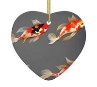 Tradizionali carpe koi con macchie ornamenti natalizi decorazioni per albero ornamenti da appendere a cuore in ceramica per interni ed esterni decorazioni per la casa
