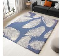 Tradizione, tappeto con piume, per soggiorno, 60 x 90 cm, a pelo corto, antiscivolo, per camera da letto, colore grigio blu, lavabile, per cameretta dei bambini, per cucina, sala da pranzo