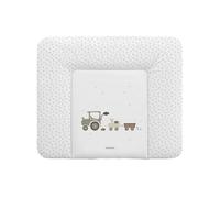 TräUMELAND - Materassino fasciatoio Little Farm verde, impermeabile e lavabile, con trattori dolci, in tessuto non tessuto termico e PVC privo di ftalati, 75 x 85 cm