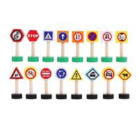Traffic Signs, Road Signs Toy, Bright Colors Easy Grip Creative Setup Classroom Aid Pretend Play Portable Box, Lightweight Build Compact Storage, Stop Safety Game for Education 9.06x7.09x1.18 Inches