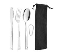 Tragbares Geschirr | Tragbares Besteckset | Edelstahl Camping Geschirr Set | Reisebesteck Gabel Löffel Messer Vielseitig Exquisit für Picknick Rucksackreisen Outdoor Abenteuer