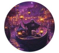 Traghettatore sul Fiume Puzzle 1000 Pezzi Puzzle per Adulti Scena Canale Notturno Rotondo Carta