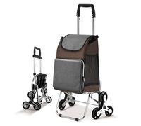 TRAGLO Carrello della spesa leggero con ruote, carrello pieghevole per la spesa, Trolley Portaspesa Montascale con borsa della spesa rimovibile da 40 litri per traslochi e campeggio(Marrone)
