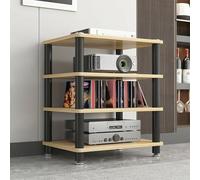 TRAGLO Mobile Hifi, Supporto HIFI A 2/3/4 Ripiani con Angoli Arrotondati, Mobiletto per Apparecchiature Audio, Lettore CD, Giradischi, Ricevitore, per La Casa(Light Walnut,4 Tier)
