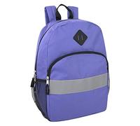 Trail maker Zaino riflettente per bambini per la scuola, zaino colorato con striscia riflettente, tasca laterale, cinghie imbottite, Viola, Large, Zaino