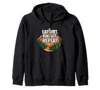 Trail Running Mountain Runner Eat Dirt Run Fast Repeat Felpa con Cappuccio
