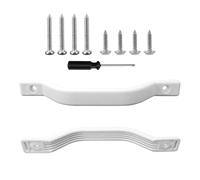 Trailer Door Handle - Rv Grab Handle Elderly | 2x Rv Entry Door Handrail, 9.6x0.98in R V Doors Grab Handles, White Sturdy Boat Deck Hardware With Screwdriver, 8 Screws For Weak Adult