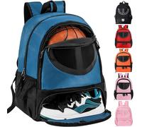 TRAILKICKER Borsa da basket in rete nera con scomparto per scarpe e pallacanestro, per ragazzi, ragazze, uomini, donne, attrezzatura da palla, per tutti gli sport, Tk8blue, Taglia unica, Sportivo