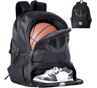 TRAILKICKER Borsa da basket in rete nera con scomparto per scarpe e pallacanestro, per ragazzi, ragazze, uomini, donne, attrezzatura da palla, per tutti gli sport