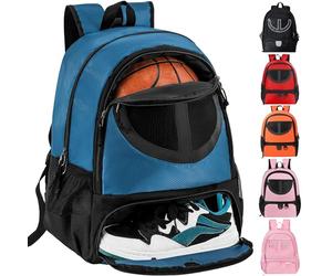 TRAILKICKER Borsa da basket in rete nera con scomparto per scarpe e pallacanestro, per ragazzi, ragazze, uomini, donne, attrezzatura da palla, per tutti gli sport, Tk8blue, Taglia unica, Sportivo