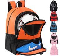 TRAILKICKER Zaino da basket a rete nera con scomparto per pallone e scarpe per ragazzi, ragazze, uomini, donne, attrezzatura da pallone, tutti i luoghi sportivi, Tk8arancione, taglia unica, Sport