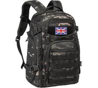 TRAILKICKER Zaino tattico per computer portatile da 35 l, con sistema Molle Army Assault Pack 3 Day Bug Out Bag Hiking Treeking Camouflage Caccia Zaino da uomo con bandiera del Regno Unito Patch -