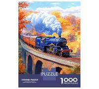 Train 1000 Pezzi Cartone Resistente Blue Steam Train Stone Bridge Sky Puzzle Adulti Sera Di Giochi in Famiglia Attività Di Aggregazione Familiare Stimolante E Divertente 52x38cm/1000pcs