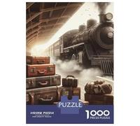 Train 1000 Pezzi Cartone Resistente Vintage Steam Train Station Suitcases Puzzle Adulti Sera Di Giochi in Famiglia Attività Di Aggregazione Familiare Stimolante E Divertente 70x50cm/1000pcs