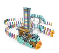 Train - Battery Powered Brick Laying Engine Toy, Smart Stacking Machine, Music Light Feature, Early Learning Development Tool Enhances Motor Skills Creativity Engaging Layout Builder