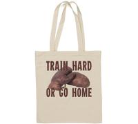Train Hard Or Go Home - Guantoni da boxe in cotone naturale, colore: bianco