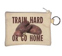 Train Hard Or Go Home, guantoni da boxe, portachiavi, portamonete, beige, Beige, Taglia unica