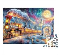 Train in A Magical Winter Wonderland Puzzle Da 1000 Pezzi Whimsical Train Ideale Per Uomini, Donne, Bambini E Anziani 38x26cm/1000pcs