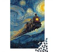 Train Journey Through Starry Night Jigsaw Puzzle Impossible 1000Pcs Decorazione Per La Casa. Giochi Rilassamento E Intelligence Per Adulti E Ragazzi Da 14 Anni 38x26cm/1000pcs