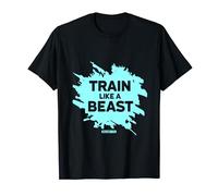 Train Like a Beast Blu Donne Uomini Fitness Training Maglietta