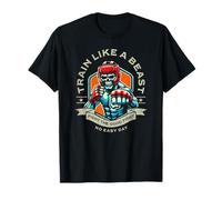 Train Like a Beast Fighter MMA Arti Marziali Boxe Design Maglietta