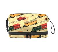 Train on The Road - Trousse per cosmetici a doppio strato, per donne e ragazze, borsa da viaggio per trucchi, pratica borsa organizer con scomparto per pennelli, Multi, 27x15x14 cm/10.6x5.9x5.5 in,