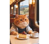 Train Ride Ginger Cat Journal: Lined Notebook for Cozy Travel Musings