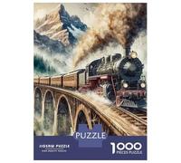 Train Set Da 1000 Pezzi Carta Riciclata Steam Train Mountains Stone Bridge Puzzle Per Adulti Ore Di Intrattenimento Garantite Imballaggio Pronto Per Il Regalo Divertente 52x38cm/1000pcs