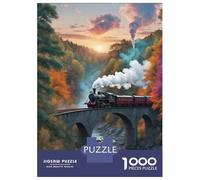 Train Set Da 1000 Pezzi Carta Riciclata Steam Train Stone Bridge Autumn Forest Puzzle Per Adulti Appassionati Di Puzzle Loisirs A Casa Ore Di Intrattenimento Garantite 38x26cm/1000pcs