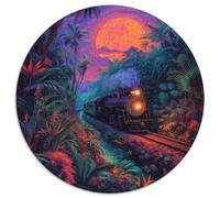 Train Starry NightJigsaw Puzzle 1000 Piece for Adults Round The Setting SunCreative Challenging Toys Gift1000pcs (67.5x67.5cm)