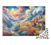 Train through Mountain Meadow of Flowers Puzzle Da 1000 Pezzi Whimsical Train Perfetto Per Il Legame Familiare, Adulti E Bambini 38x26cm/1000pcs