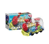 Train Toys - elettrico trasparente per bambini, veicolo con ingranaggi per bambini, alimentato a batteria con luce e musica | Treni rotanti a 360 gradi | per compleanno