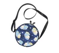 Train under The Starry Sky Round Crossbody Bag Canvas Messenger Purse