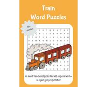 train word puzzles: "All aboard! Train-themed puzzles filled with unique rail words-no repeats, just pure puzzle fun!