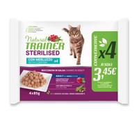 TRAINER GATTO NATURAL ADULTO STERILIZZATO MERLUZZO FLOWPACK CF. (4x85) GR