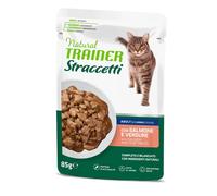 TRAINER GATTO NATURAL STRACCETTI ADULTO SALMONE & VERDURE 85 GR