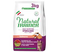 Trainer Natural Sterilised Adult con Salmone e Fibra di Pisello 3 Kg, 3000 Gr