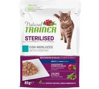 Natural Trainer Sterilised Bocconcini con Manzo e fibra di pisello Gatto adulto 85 g