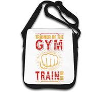 Trainer Of The Gym Train Or Die Orange Fist Graphic Borsa a tracolla bianca