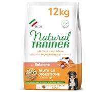 Trainer Sensitive No Gluten mm Adult Con Salmone E Cereali Integrali, Agnello, 12 kg